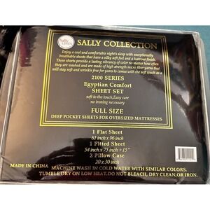 Sally Linen Collection 2100 Egyptian Comfort Sheet Set Full Size Black New
